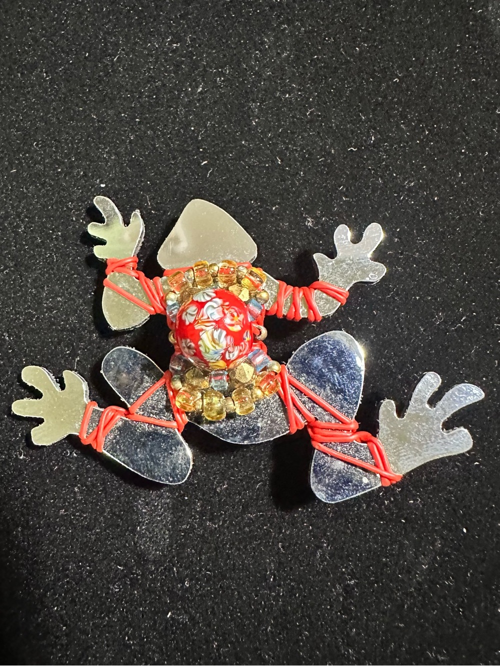 Vtg: 1988 LizTech Mirrored Frog Collectors Accent Brooch